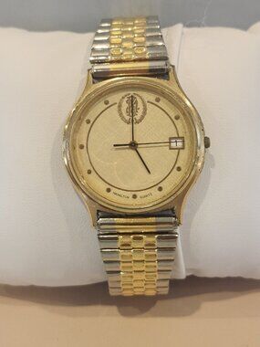 Vintage~Hamilton~9812~Mens Wrist Watch~Gold Face~2 Tone Speidel Band~New Battery